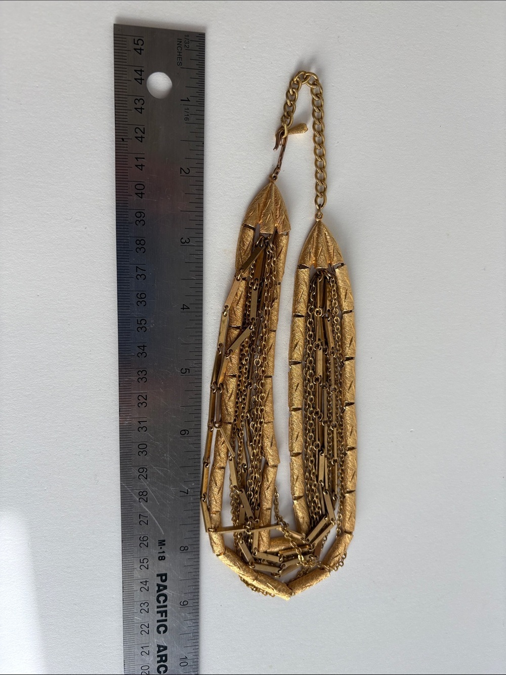 Vintage 1960s Multi Strand Gold Statement Necklace Women Jewelry - Picture 4 of 5
